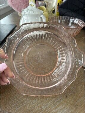 Depression Glass Mayfair Bowl Handled 8” Anchor Hocking 1930s